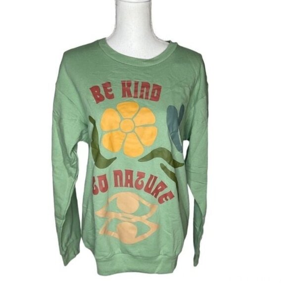 Desert Dreamer Women’s “Be Kind To Nature” Graphic Sweatshirt Green S - Picture 3 of 8